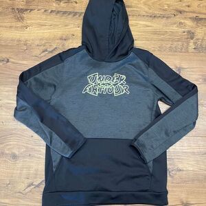 Boys Under Armour Hoodie Sweatshirt Youth XL Black Gray Green Graphic Sports